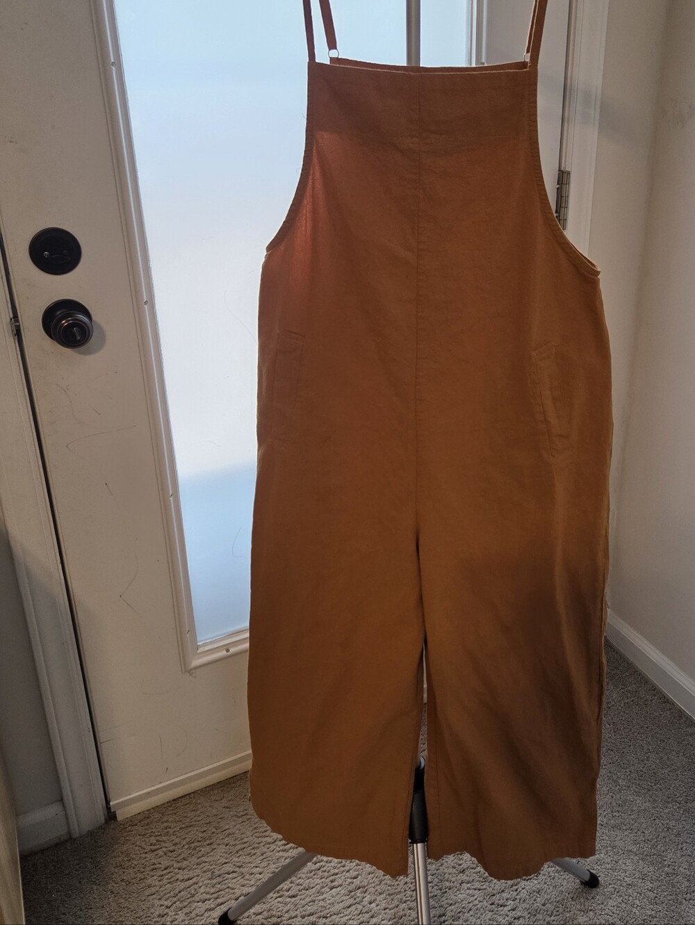 Bridge & Burn "Edie" Wide Leg Linen Overalls in Ochre - Size S - EUC
